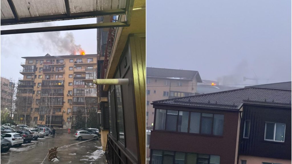 Incendiu la un bloc de opt etaje din Bucuresti