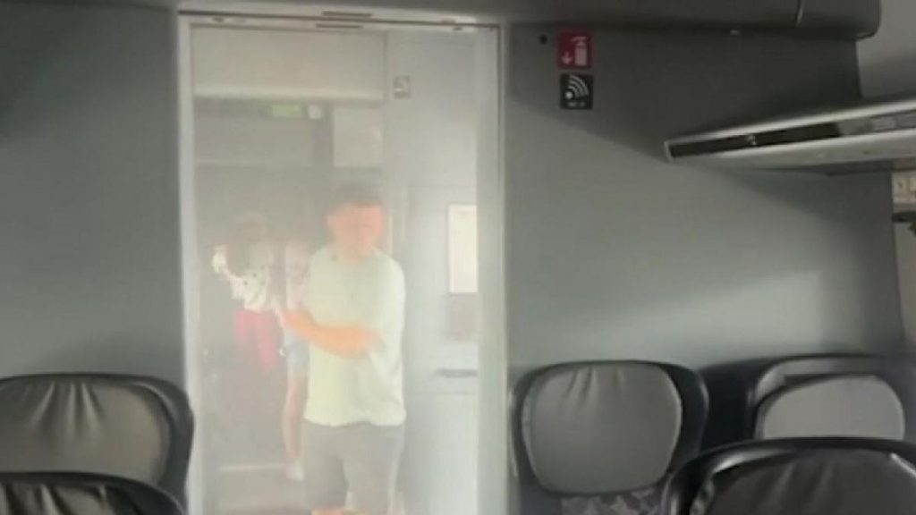 Un tren de calatori a luat foc in Gara de Nord