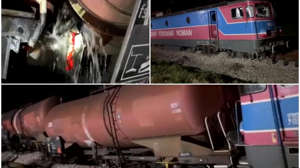 Vagoane cu benzina deraiate pericol de explozie