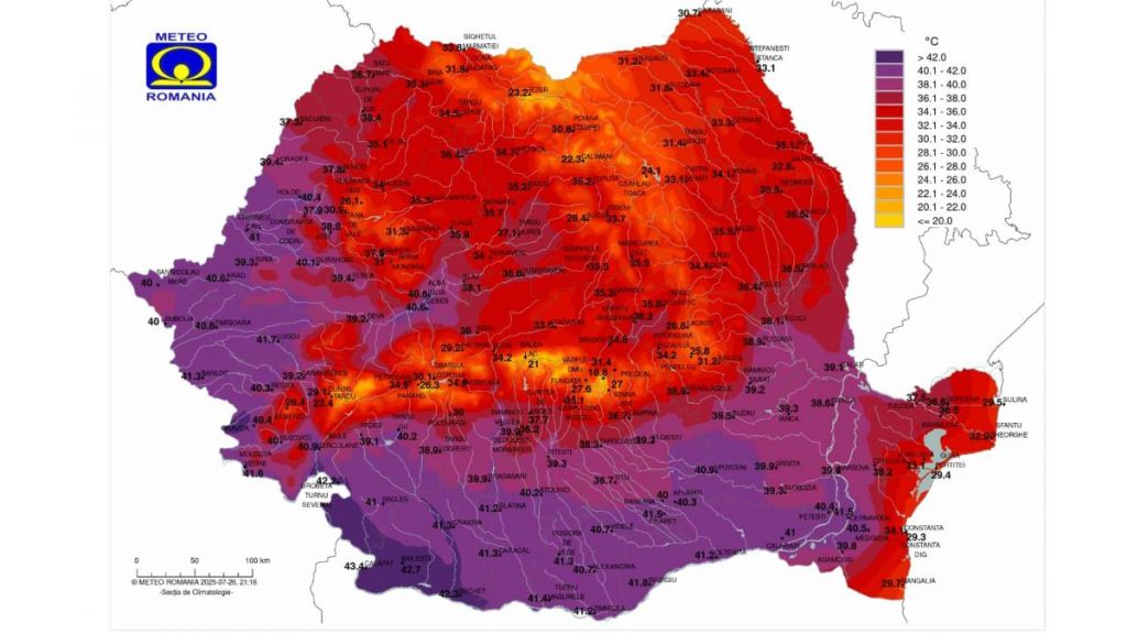 Romania a avut cea mai fierbinte zi in 50 de ani
