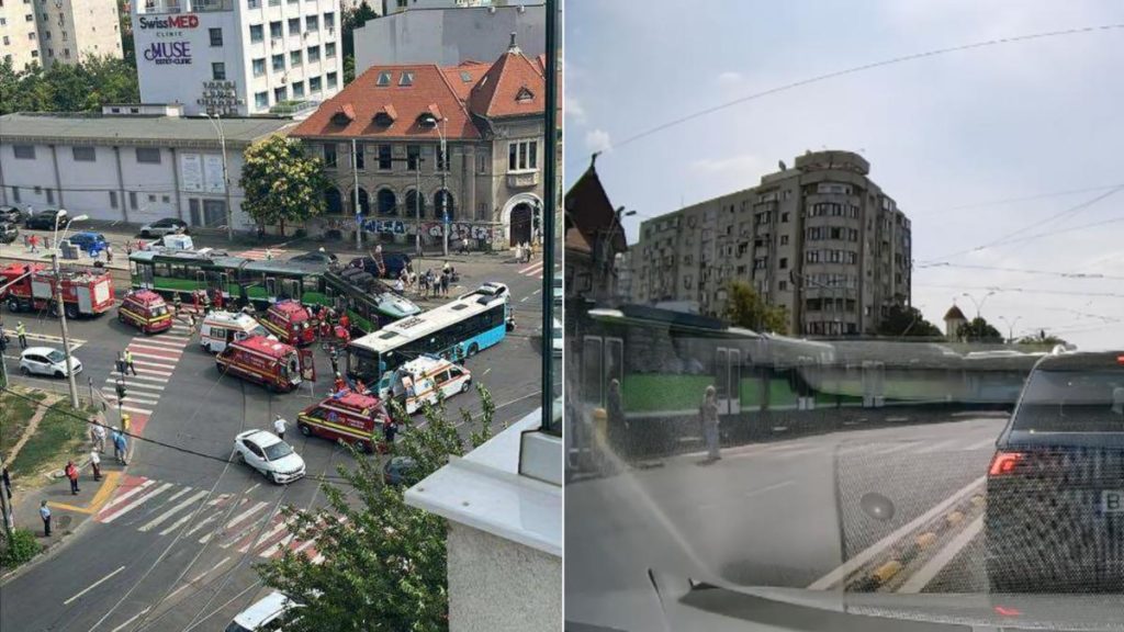 accident grav intre tramvai si autobuz in bucuresti 11 victime