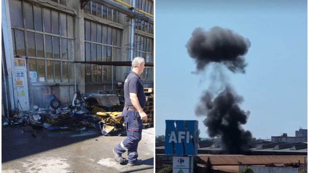 Avion mic s a prabusit in curtea unei fabrici din Arad