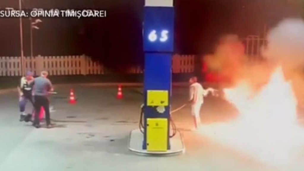Barbat a provocat haos a dat foc unei pompe de benzina